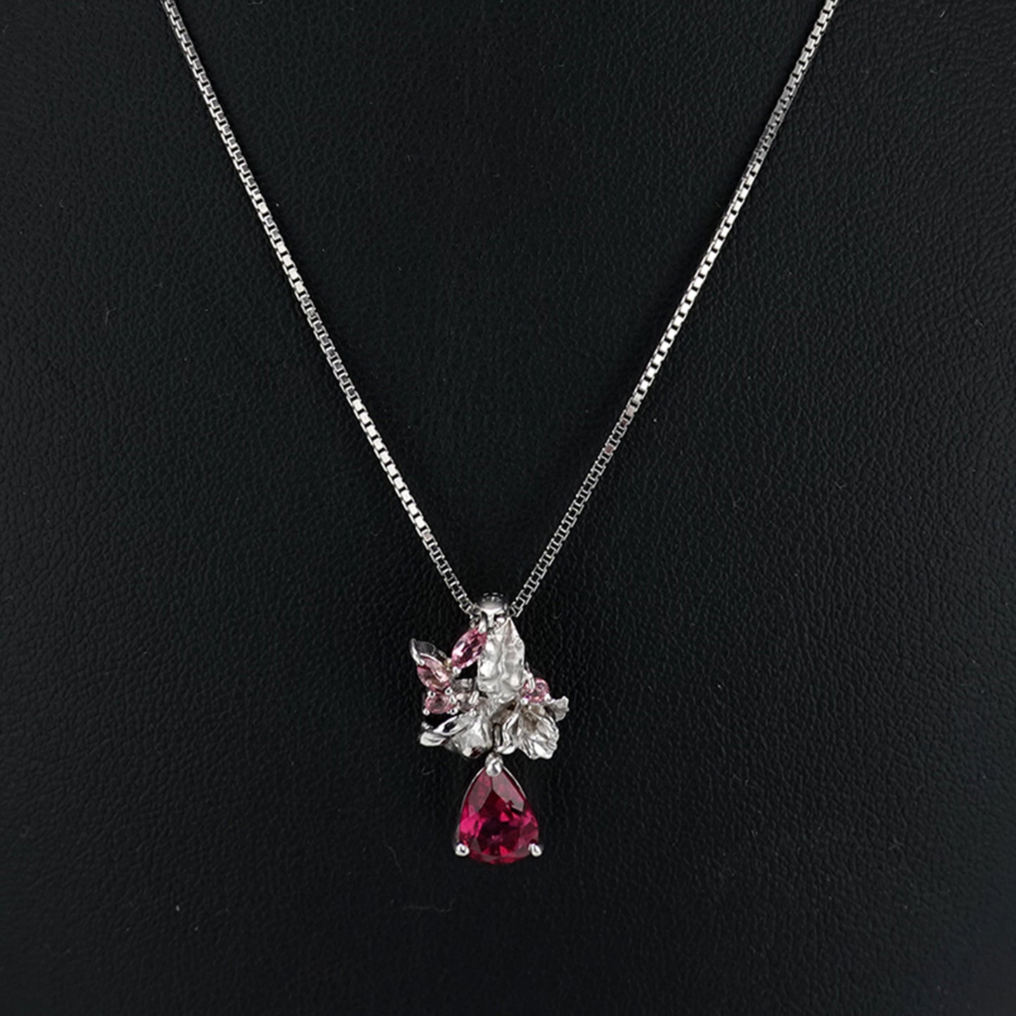 ルベライト(レッドトルマリン)ペンダントトップ PN-PTo-K18WG-ペアシェープ1.52ct