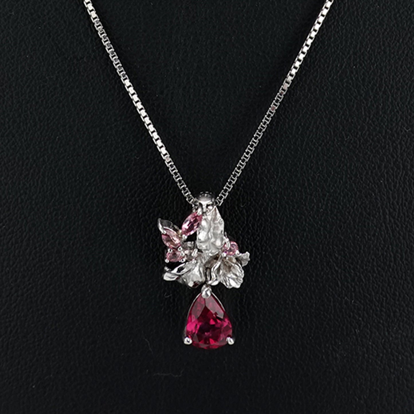 ルベライト(レッドトルマリン)ペンダントトップ PN-PTo-K18WG-ペアシェープ1.52ct