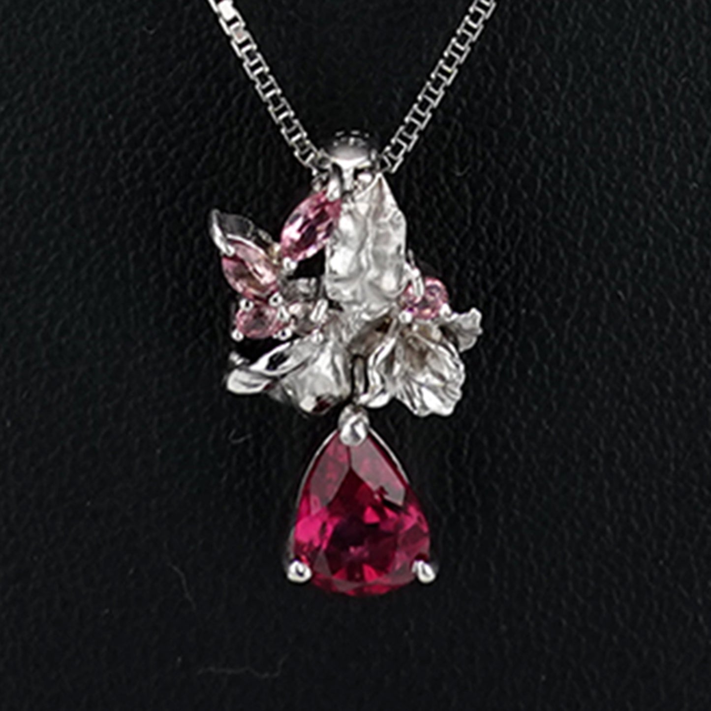 ルベライト(レッドトルマリン)ペンダントトップ PN-PTo-K18WG-ペアシェープ1.52ct