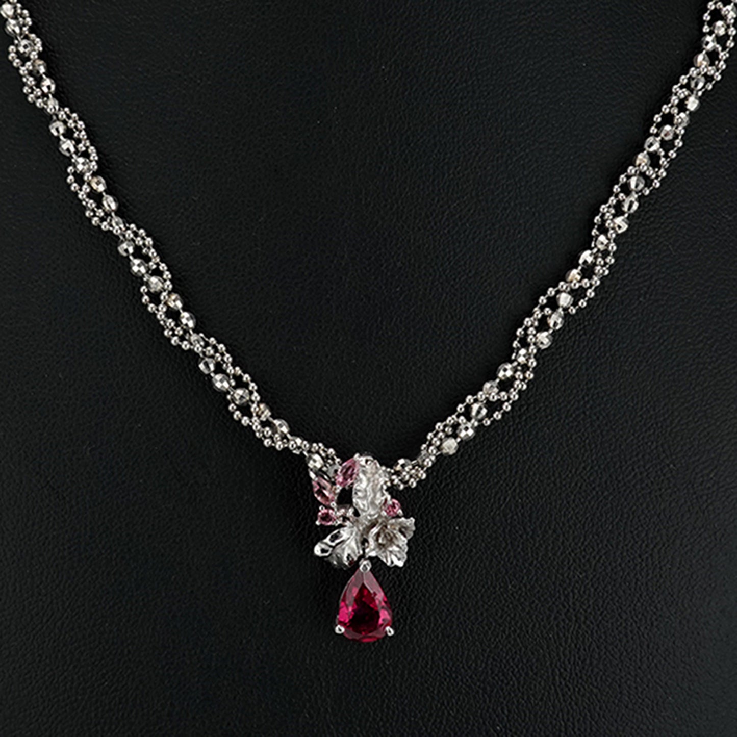 ルベライト(レッドトルマリン)ペンダントトップ PN-PTo-K18WG-ペアシェープ1.52ct