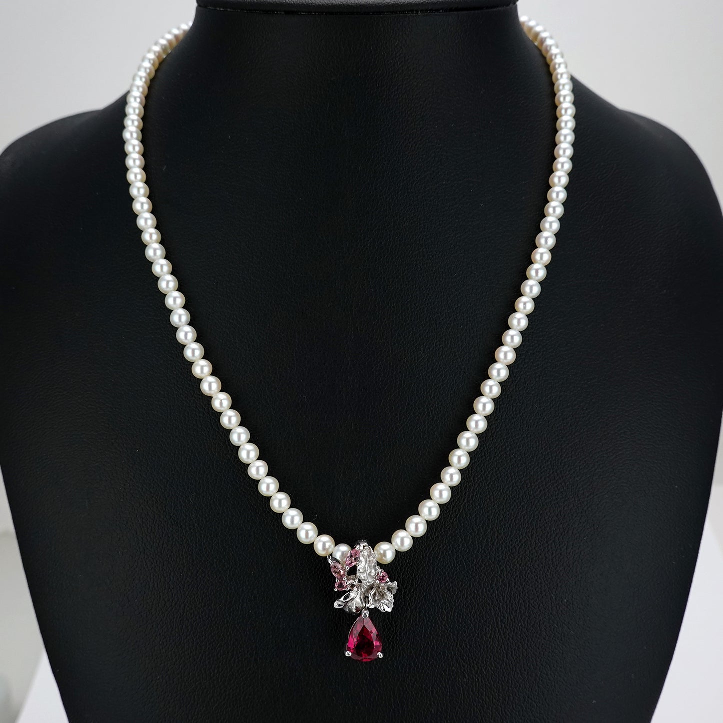 ルベライト(レッドトルマリン)ペンダントトップ PN-PTo-K18WG-ペアシェープ1.52ct