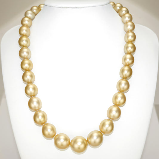 白蝶ゴールデンパールネックレス ボリューム感のある色・照りの良いキレイな高級ネックレス N-SSG-DH09030202