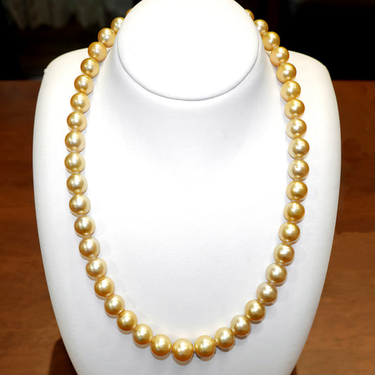 白蝶ゴールデンパールネックレス 大きすぎず使いやすいサイズ 真珠総合研究所の鑑別書付 N-SCG-SB0811