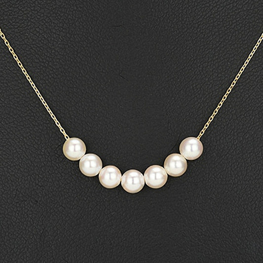 ベビーパールを使用したシンプルでかわいいペンダント ネックレスにはイエローゴールド(K18YG)を使用 PNBP07-4mm-K18YG