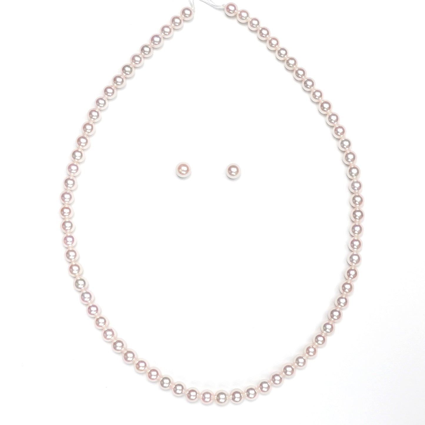 パールネックレス+ピアス(イヤリング)セット ピンク系の非常に照りの良いアコヤ真珠5.5~6.0mm 小粒でフォーマルはもちろん普段使いもしやすいネックレス PeANE5.5-6.0-OK22122603B