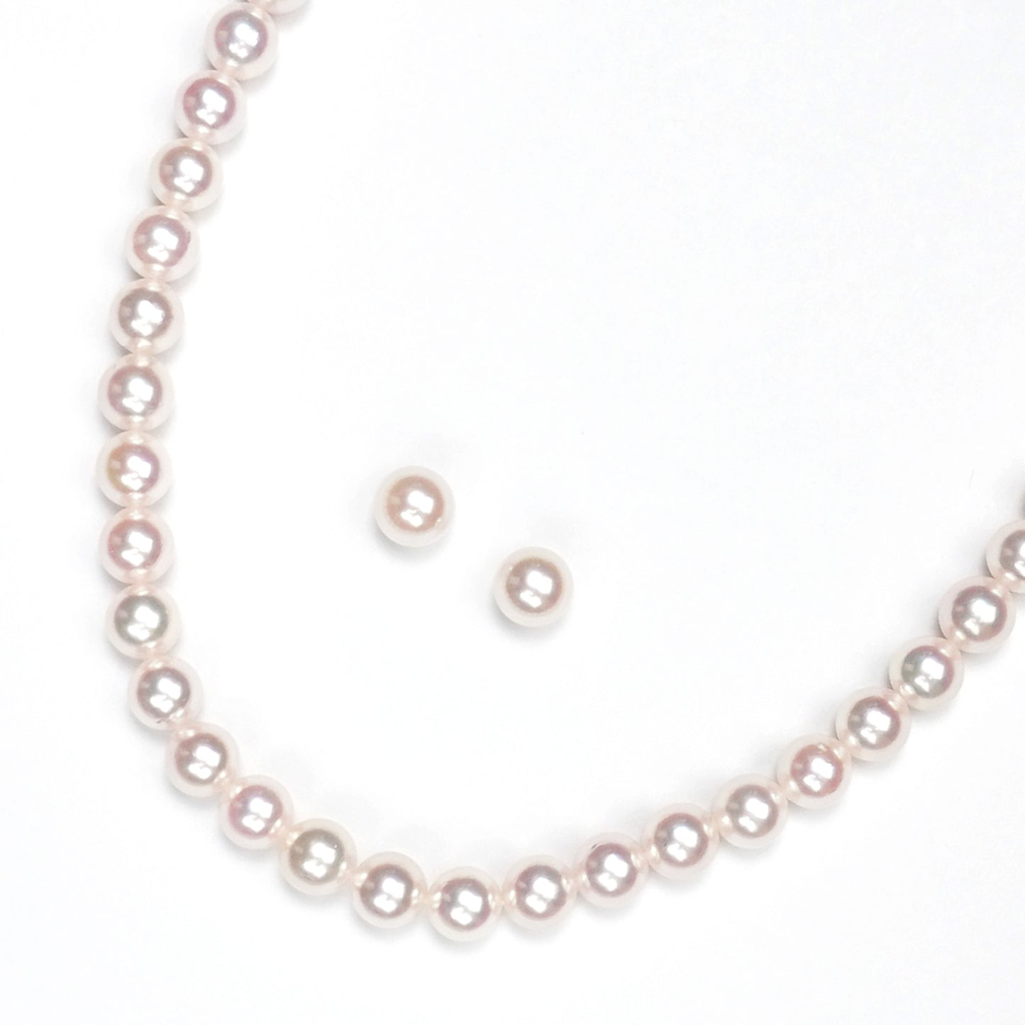 パールネックレス+ピアス(イヤリング)セット ピンク系の非常に照りの良いアコヤ真珠5.5~6.0mm 小粒でフォーマルはもちろん普段使いもしやすいネックレス PeANE5.5-6.0-OK22122603B