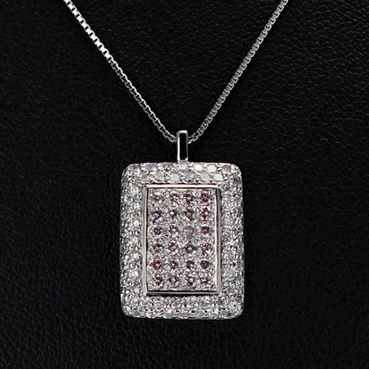 プラチナ製ピンクダイヤモンドペンダント 希少な天然ピンクダイヤモンドをふんだんに使用 65032-P0365-D070