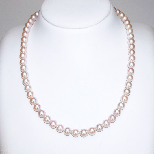 パールネックレス6.0-6.5mm 短めで普段使いしやすいネックレス ピンク系のアコヤ真珠を使用 PeAN6.0-6.5