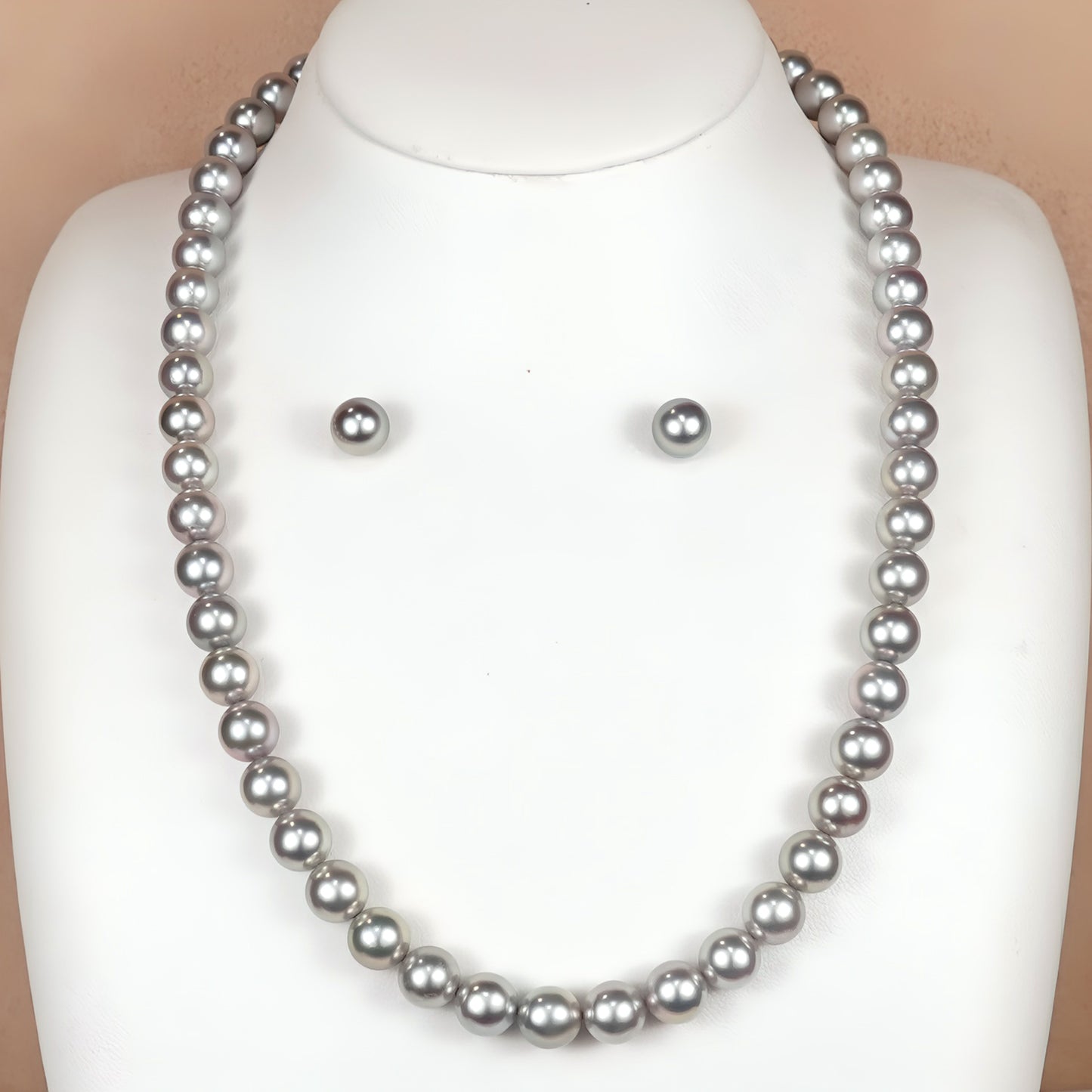 【パールフェア価格】コバルトパールネックレス(ブルーグレー)7.5〜8.0mm 非常に光沢の良い真珠-PNC75-SE03052802
