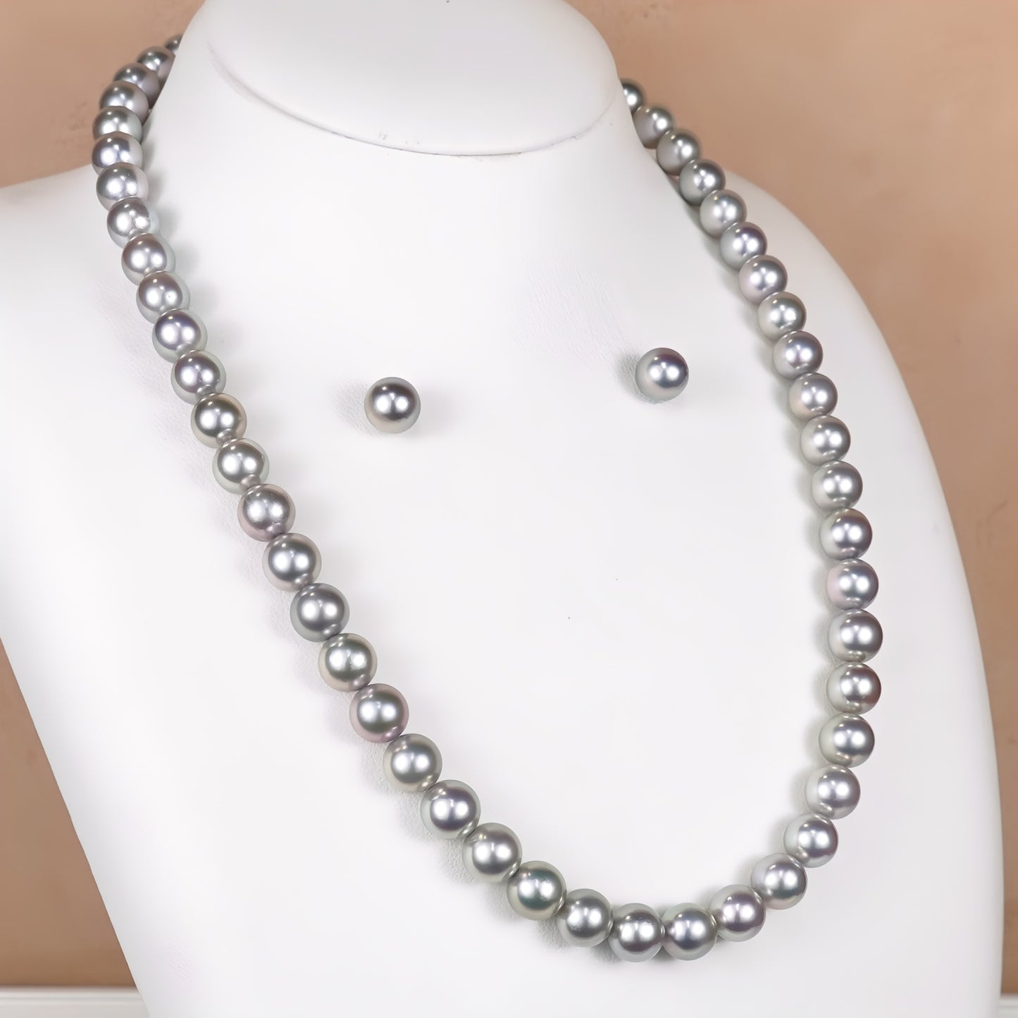 【パールフェア価格】コバルトパールネックレス(ブルーグレー)7.5〜8.0mm 非常に光沢の良い真珠-PNC75-SE03052802