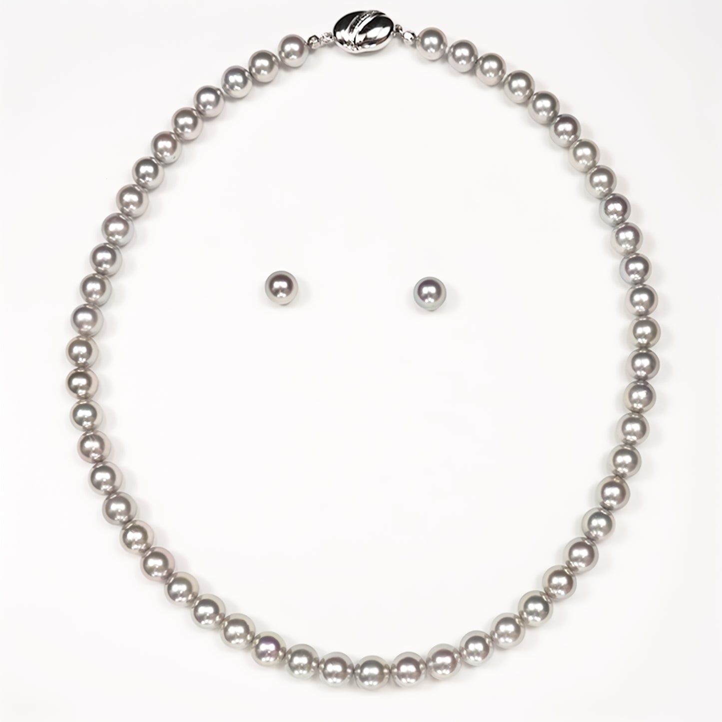 【パールフェア価格】コバルトパールネックレス(ブルーグレー)7.5〜8.0mm 非常に光沢の良い真珠-PNC75-SE03052802