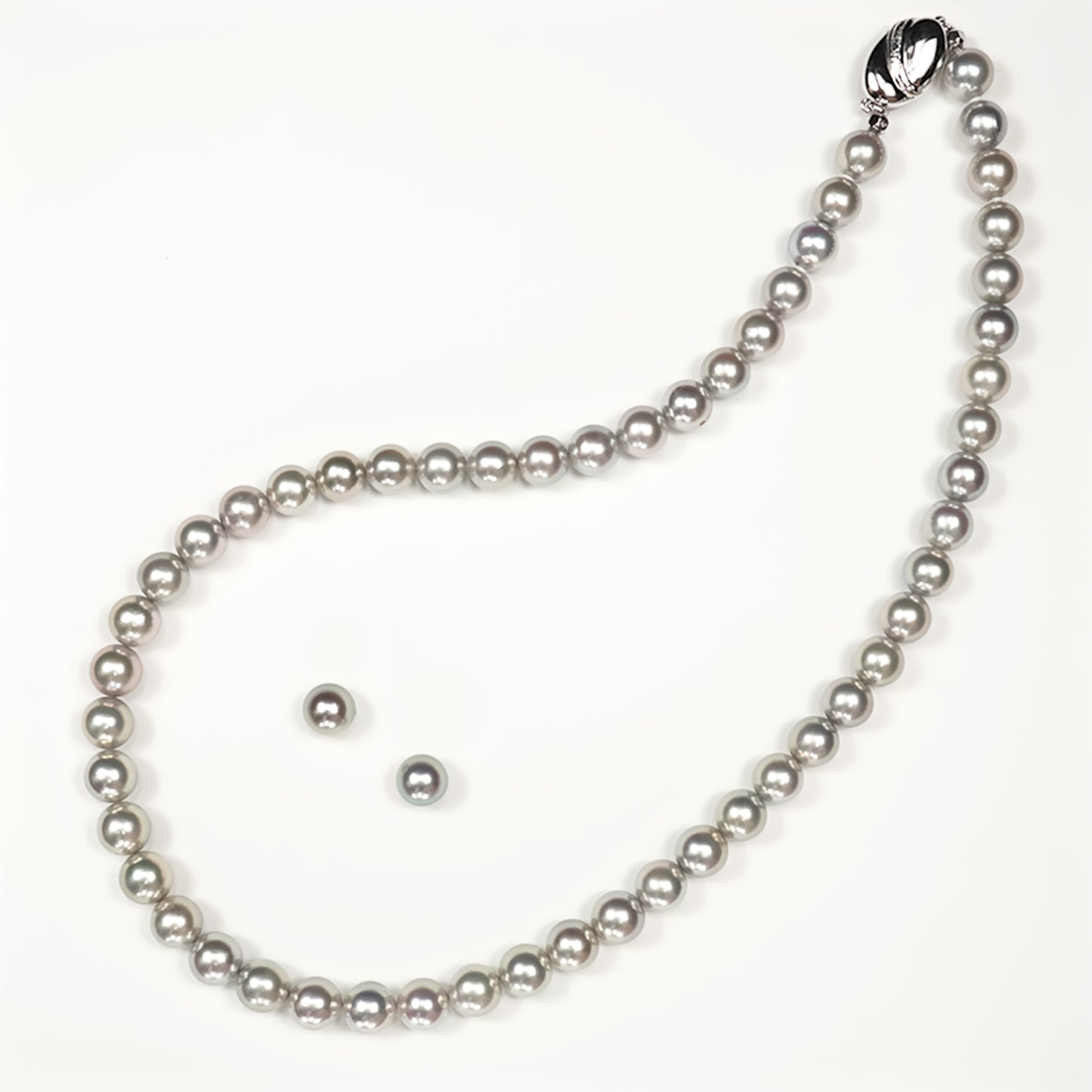 【パールフェア価格】コバルトパールネックレス(ブルーグレー)7.5〜8.0mm 非常に光沢の良い真珠-PNC75-SE03052802