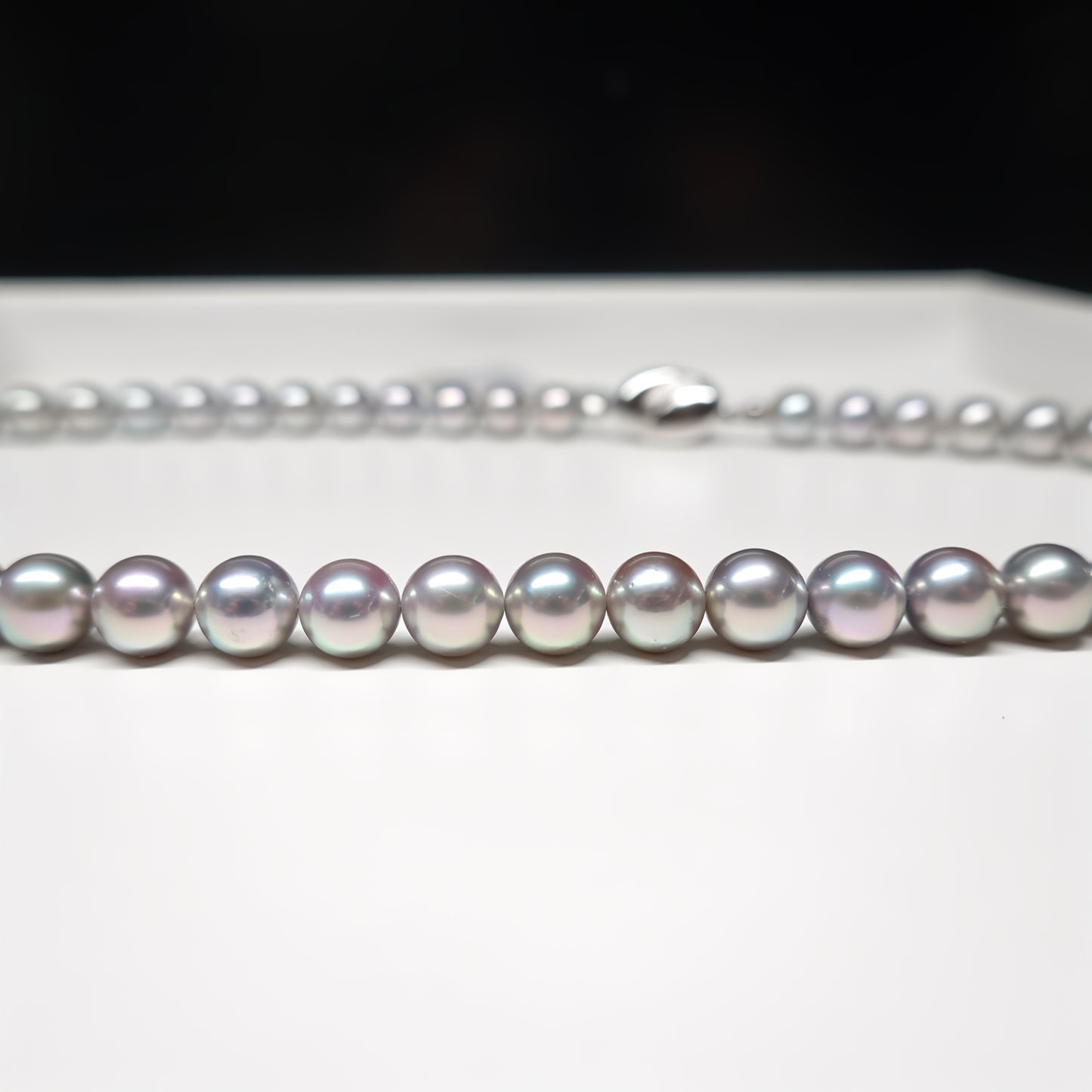 【パールフェア価格】コバルトパールネックレス(ブルーグレー)7.5〜8.0mm 非常に光沢の良い真珠-PNC75-SE03052802