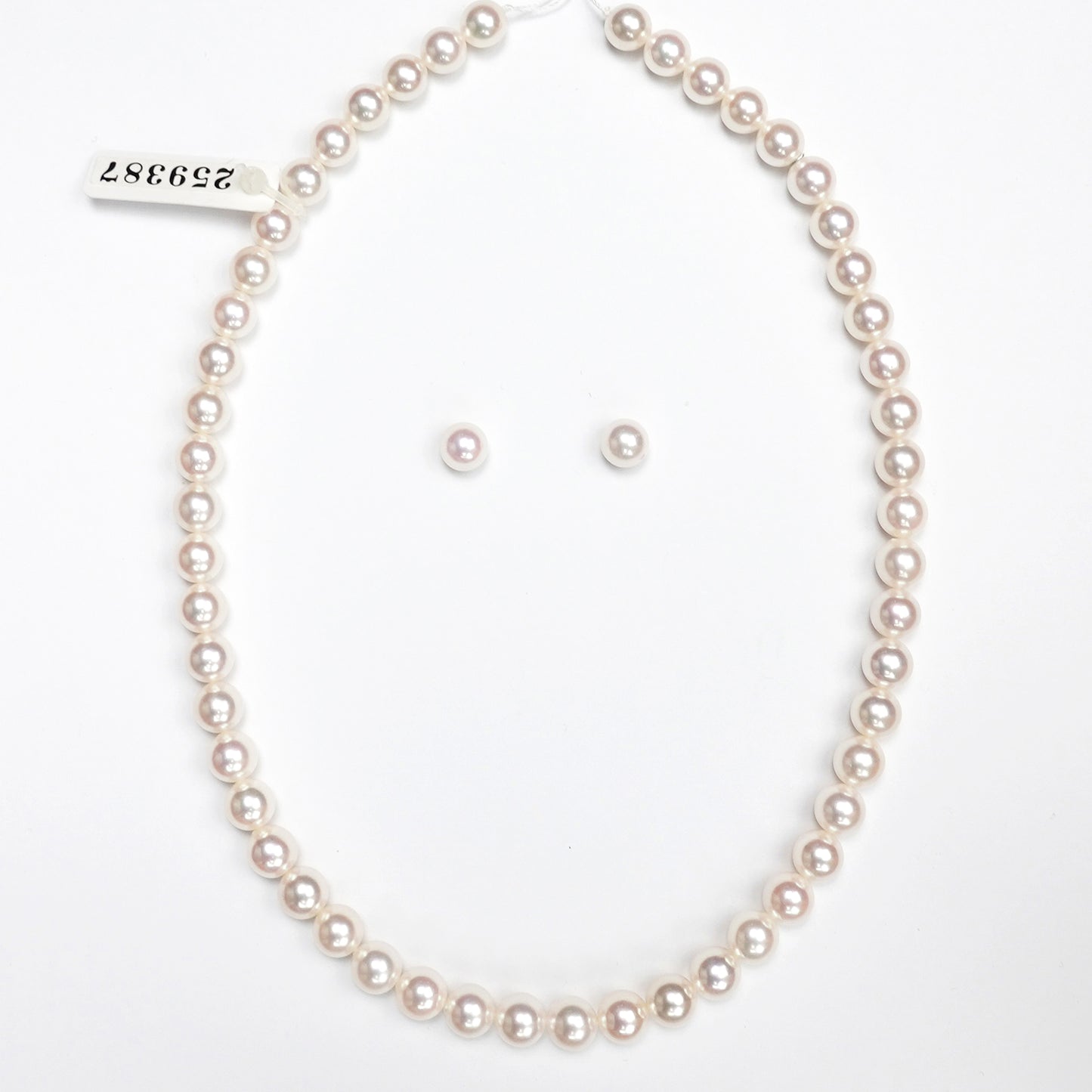 花珠真珠ネックレス+イヤリング(ピアス)セット-7.5〜8.0mm-MM…387