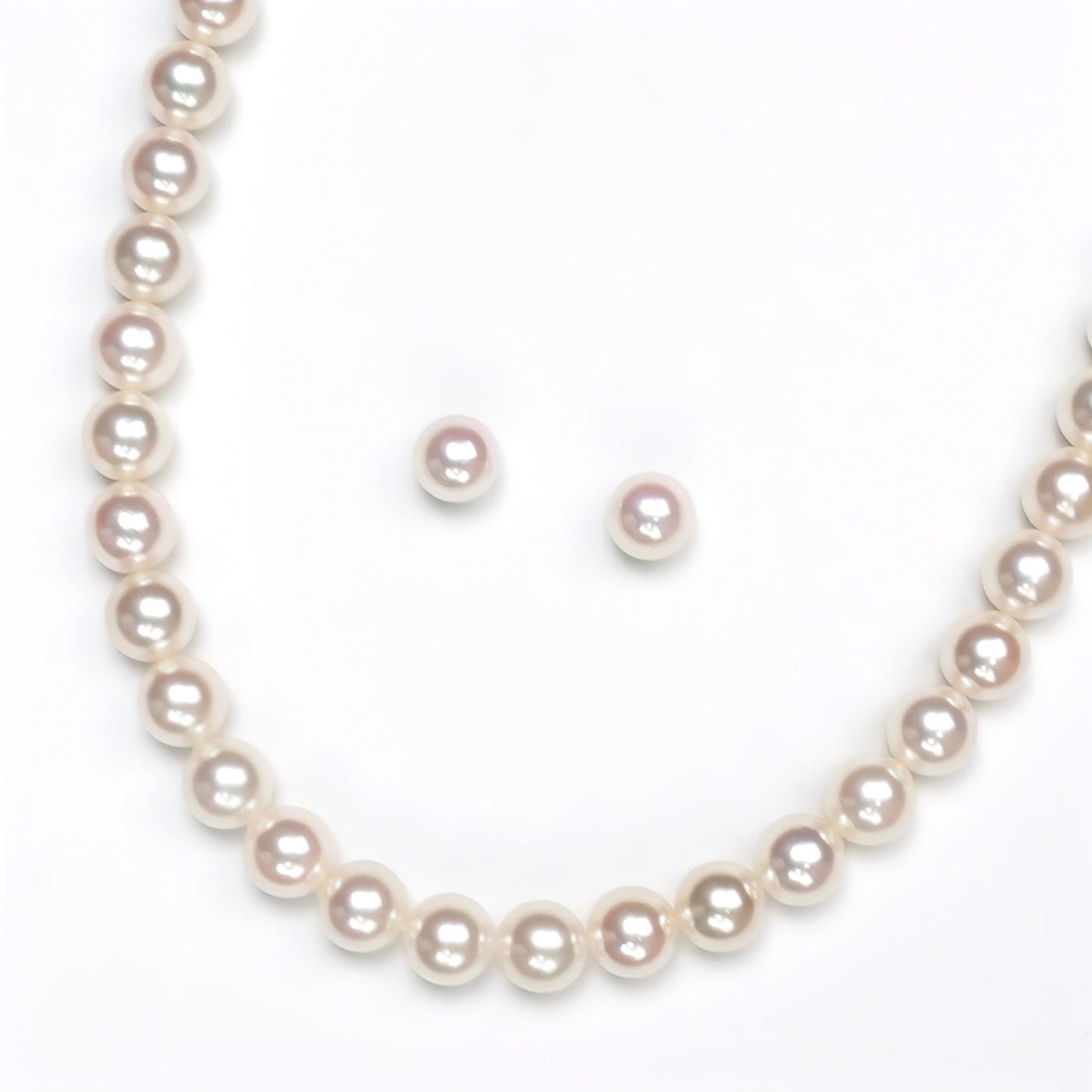花珠真珠ネックレス+イヤリング(ピアス)セット-7.5〜8.0mm-MM…387