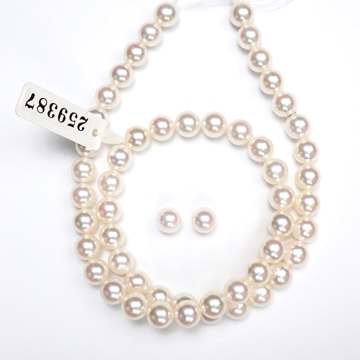 花珠真珠ネックレス+イヤリング(ピアス)セット-7.5〜8.0mm-MM…387