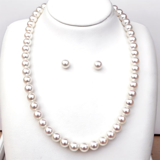 花珠真珠ネックレス+イヤリング(ピアス)セット 花珠真珠(8.0〜8.5mm)真珠層(巻き厚)が厚くきれいな真珠 MM…405
