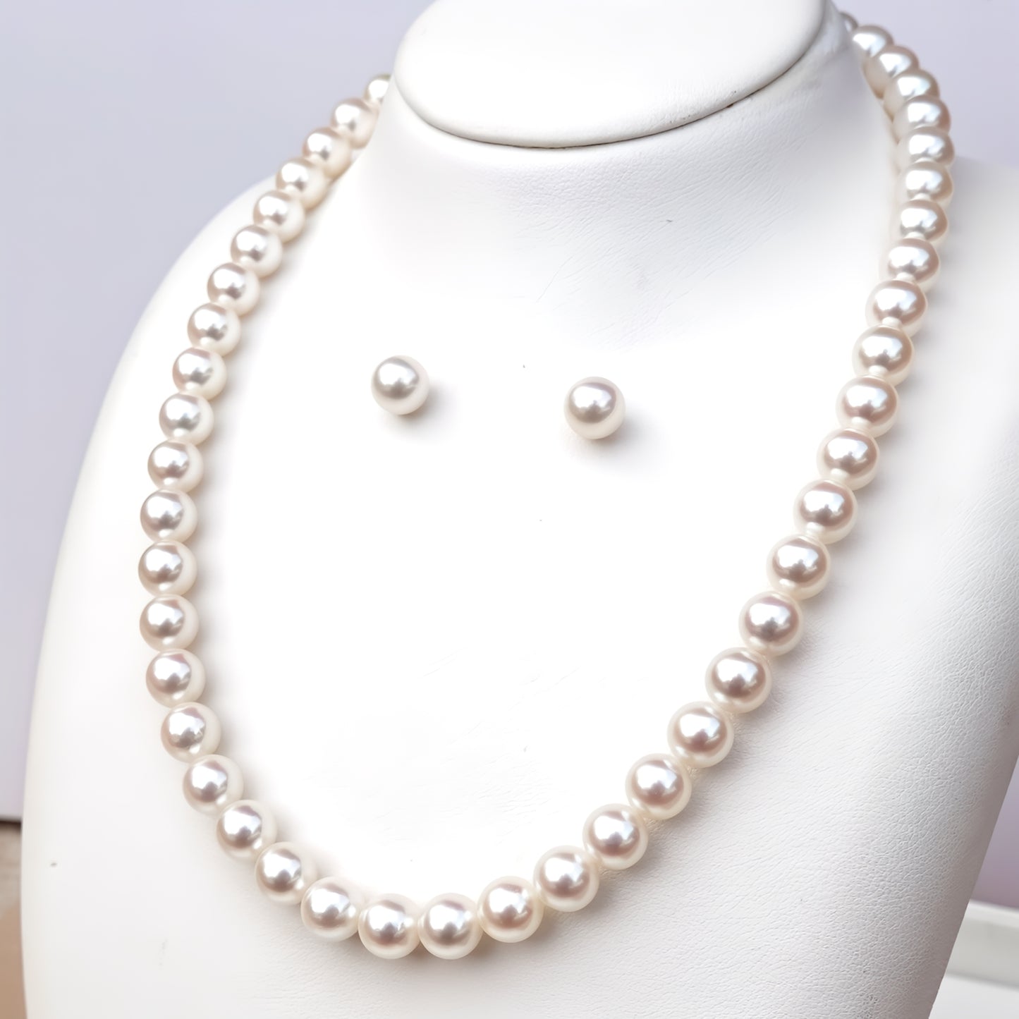 花珠真珠ネックレス+イヤリング(ピアス)セット 花珠真珠(8.0〜8.5mm)真珠層(巻き厚)が厚くきれいな真珠 MM…405