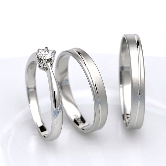 プラチナ製ブライダルリングセット プレス製法のマリッジリング Bs1007P272-0.18ct,G,SI2,G