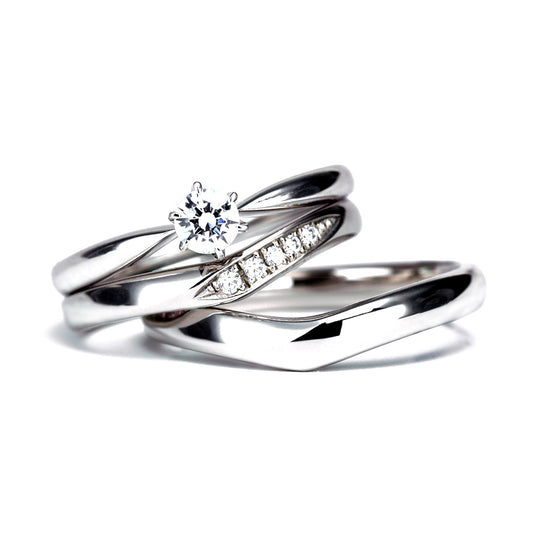 H&Cダイヤのみを使用した高品質プラチナ製リングセット 人気のシンプルデザイン Bs1007-NJ15LBh5-MB-0.20ct,F,VS2,3EX,HC