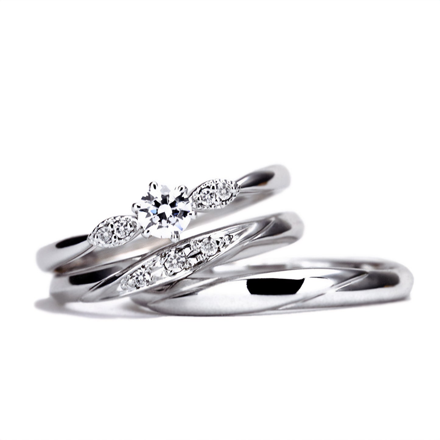 個性的ながら主張しすぎないデザインのプラチナ製セットリング BsJTEm02-206970-0.20ct,F