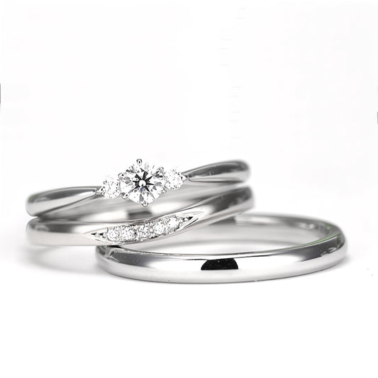 ブライダルリングセット 結婚指輪は変形やキズに非常に強い鍛造リング  BsNJ116PtH-KK82-20D5-KK80-25-Pt-0.20,F,VS2,3EX,HC