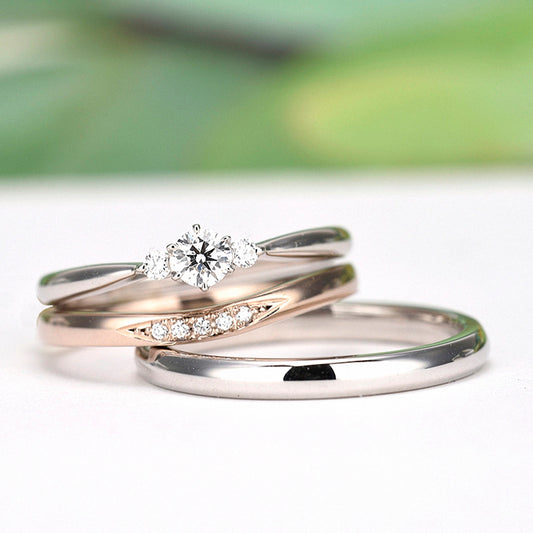 結婚指輪は鍛造リング。H&Cダイヤのみを使用した高級ブライダルリングセット BsNJ116hPtH-KK82-20Dh5-PG-KK80-25-Pt-0.20,D,VVS1,3EX,HC