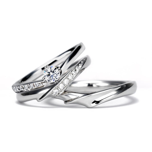 婚約指輪・結婚指輪セット 着け心地が良く重ね着けするとさらに魅力的 大粒の0.30ctダイアモンドを使用 BsS101Bh-0.30ct,D,VS2,3EX,HC