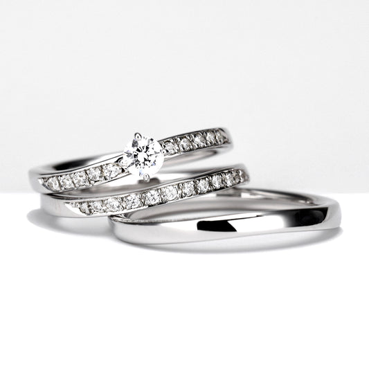 HarmonyPremium-5 高純度ハードプラチナ製ブライダルリングセット 最高級のダイヤモンドを使用 BsHaPre5-0.30ct,D