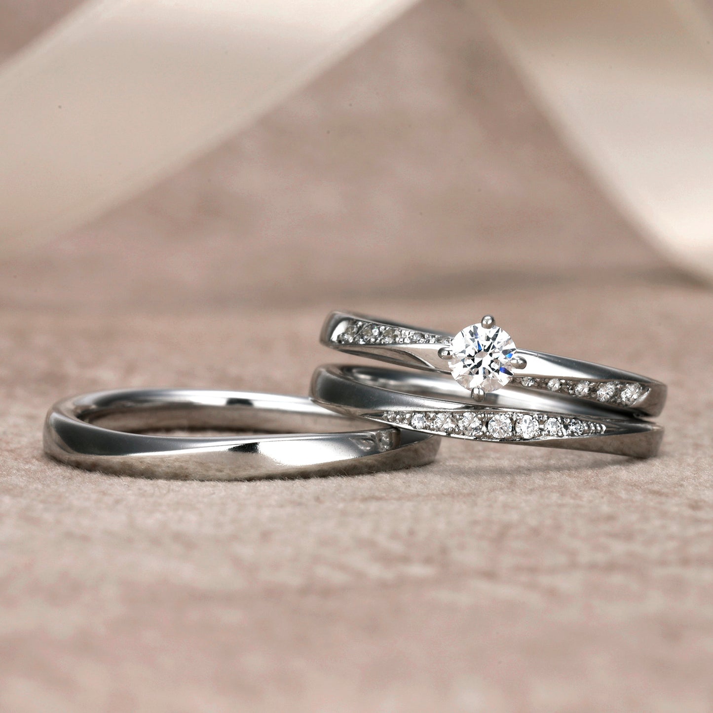 HarmonyPremium-4 高純度ハードプラチナ製リングセット BsHaPre4-0.20ct,DVS2,3EX,HC~Pt.950H