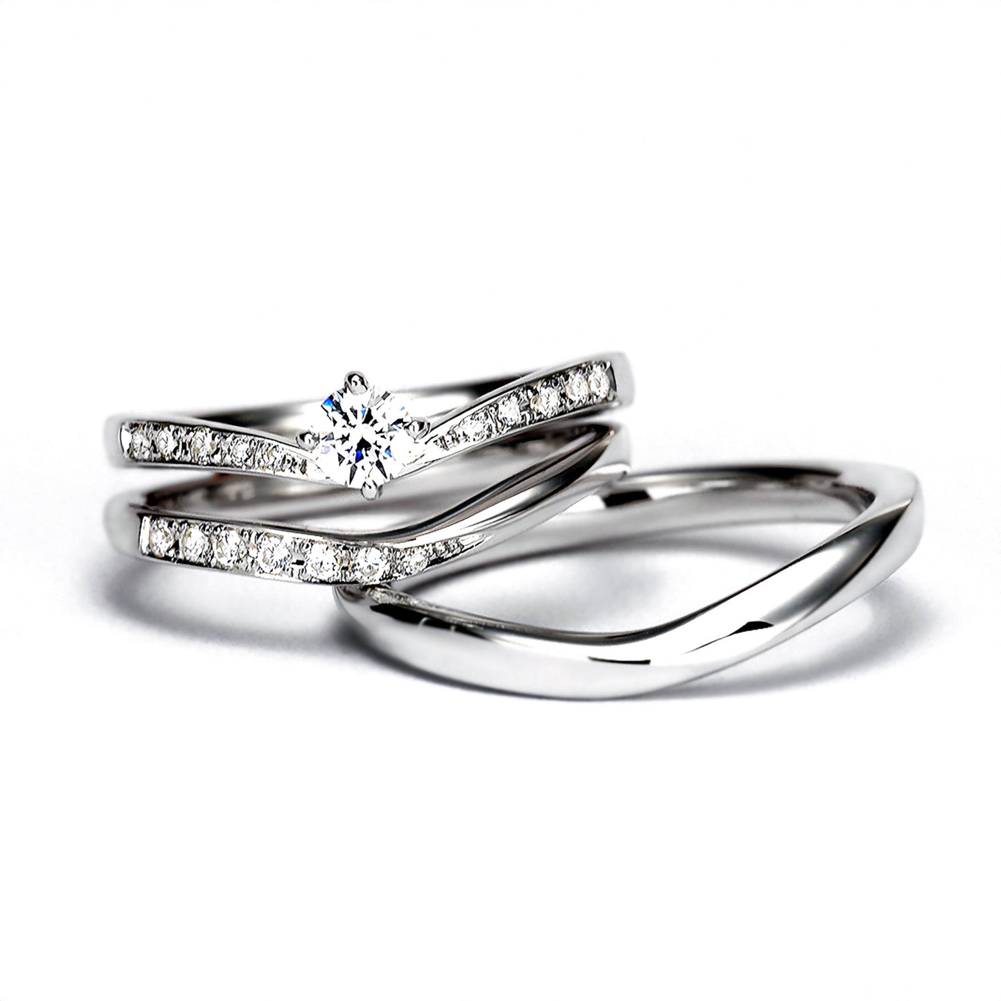 婚約指輪【HarmonyPremium-6】 高純度ハードプラチナ製ブライダルリングセット BsTrM6-0.25ct,D,VS2,3EX,HC