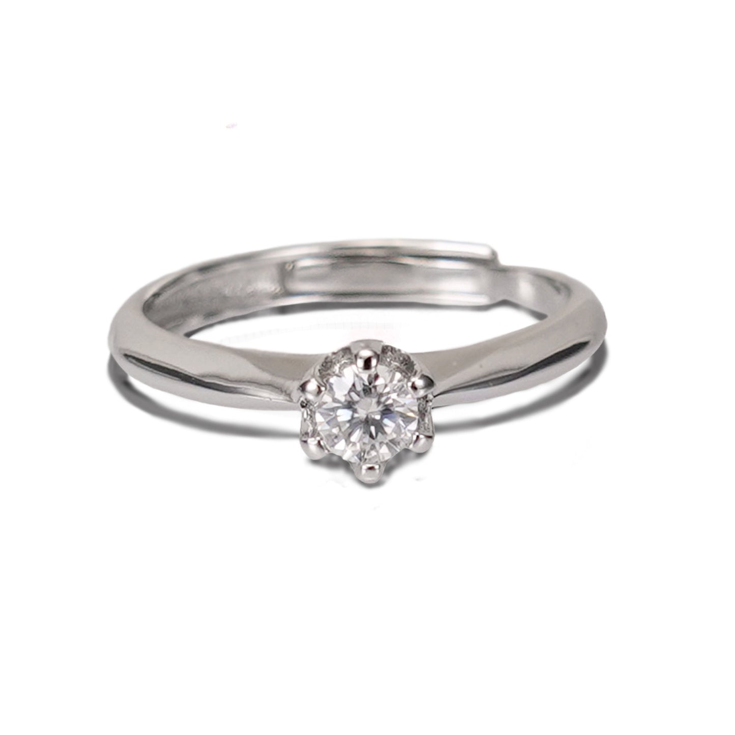 プロポーズリング シルバーにモアサナイトをあしらったシンプルな指輪 サイズ調整可能(5〜21号)