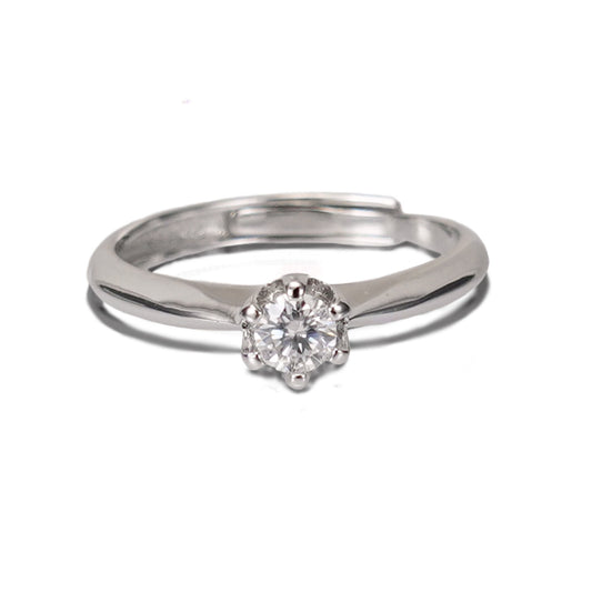 プロポーズリング シルバーにモアサナイトをあしらったシンプルな指輪 サイズ調整可能(5〜21号)