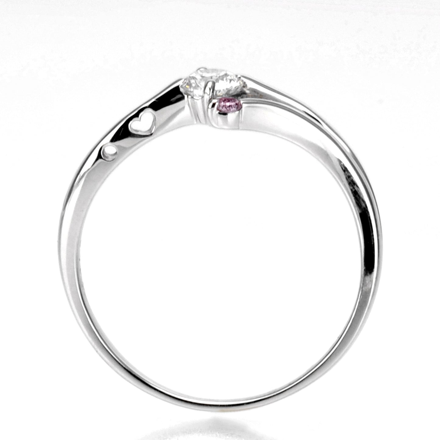 【Karen】 ピンクサファイアとハートの透かし模様がかわいいプラチナリング E2082ps-0.20ct