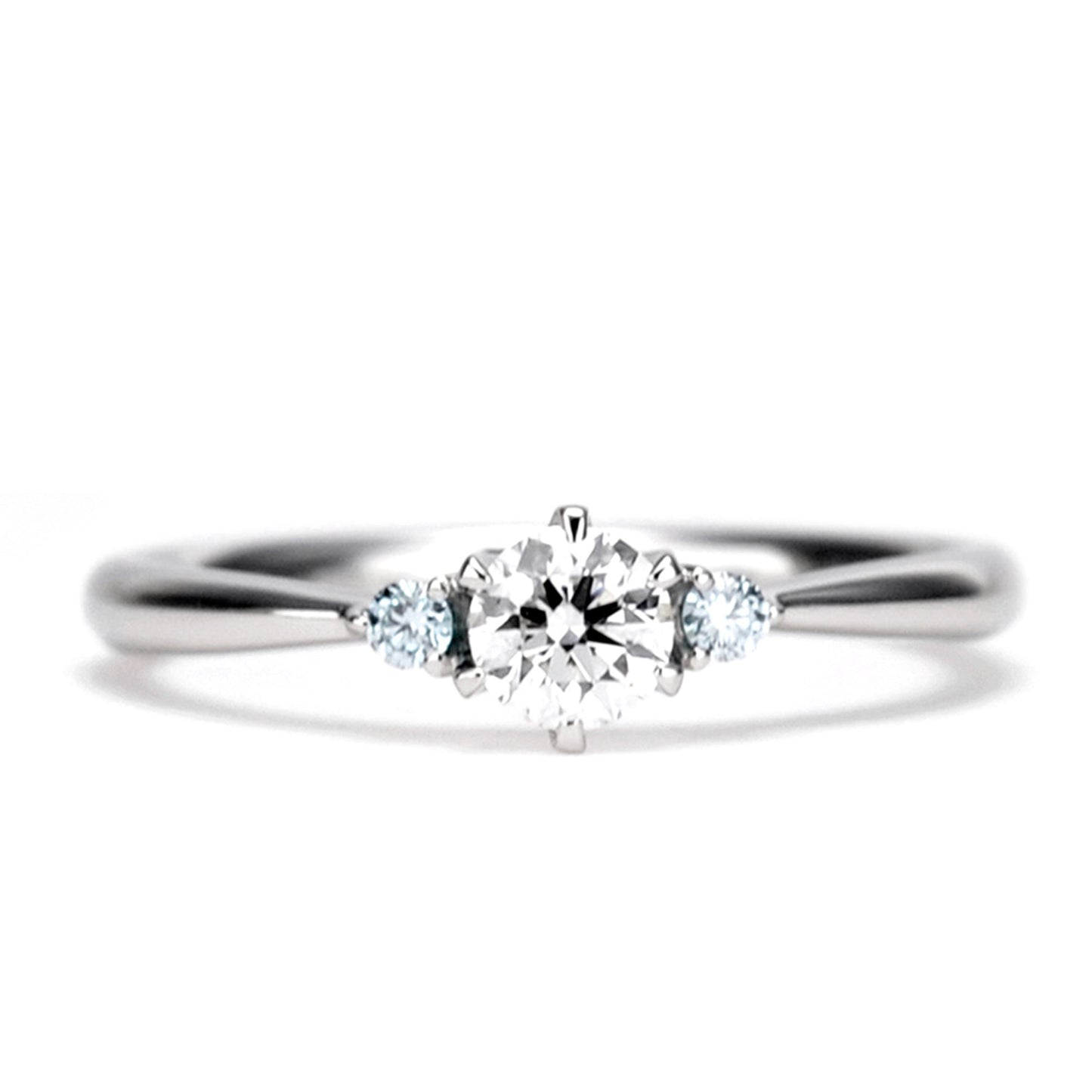 プラチナ婚約指輪 サイドに爽やかな水色のアイスブルーダイヤを使用 EK1028b-0.25ct,F,VS2,3EX,HC