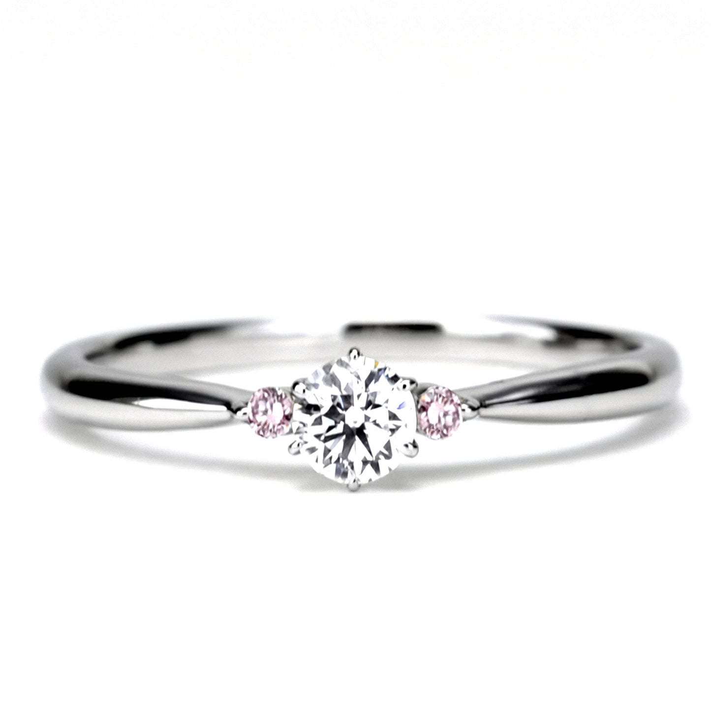 婚約指輪 サイドに可愛いピンクサファイヤを使用(プラチナ) ENJ116-ps-0.18ct,G,SI2,G