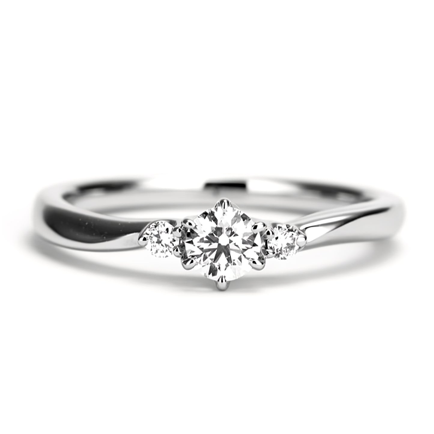 婚約指輪 緩やかなウェーブで上品な高品質ダイヤモンドリング ER642h-0.20,D,VS2,3EX,HC~Pt950H