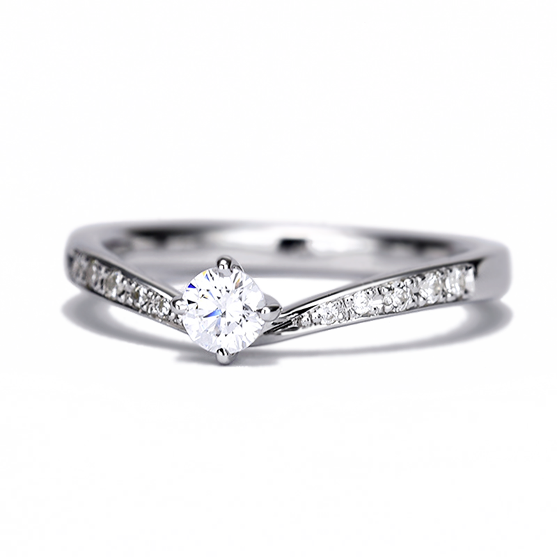 HarmonyPremium-6pリングセット 婚約指輪に大粒の0.30ctダイヤモンド、結婚指輪にピンクダイヤを使用 高純度ハードプラチナ製リングセット BsHaPre6p-0.30ct,D