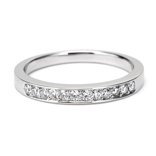 【Towa-永遠】 最高級カットH&Cダイヤと高品位ハードプラチナ(Pt.950H)で作製した高級ハーフエタニティーリング HE-C2004-02-hAA-Pt950H