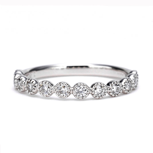 【Towa-永遠】(高品質)ハーフエタニティーリング  プラチナミル打ちデザイン、最高級カットH&Cダイヤの高級な指輪 HE-JTME01-03hAA-Pt900