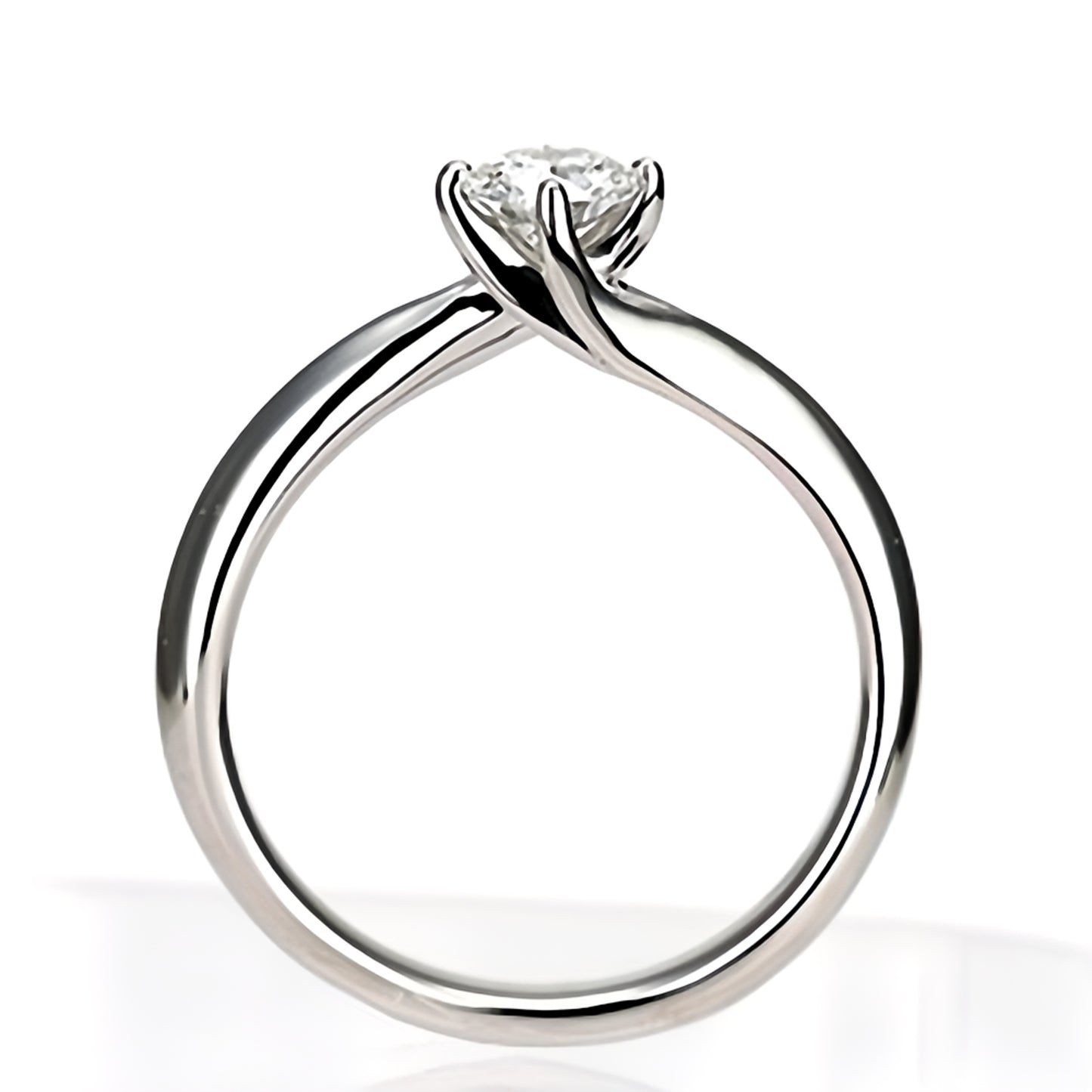 婚約指輪 ダイヤモンドを包み込む、流れるようなデザインのエンゲージリング EJTR014-0.28ct,G,SI1,G-Pt.900