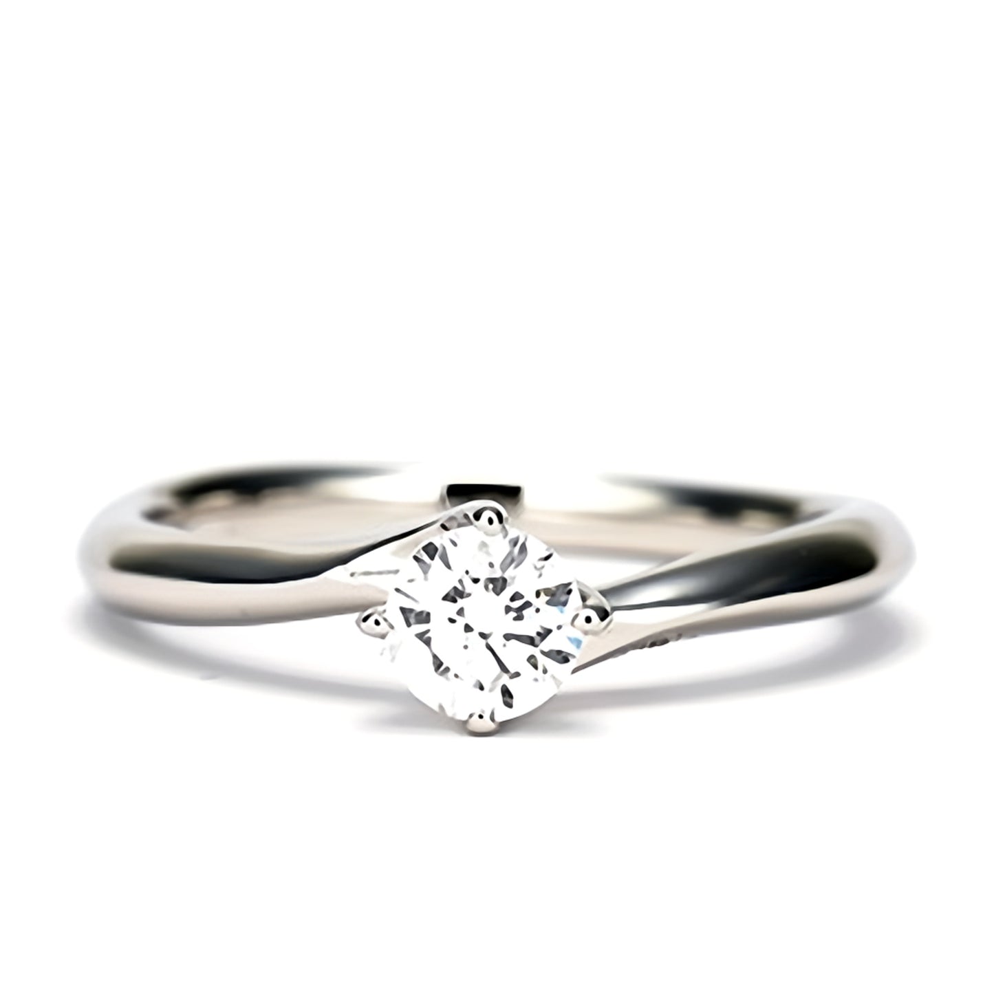 婚約指輪 ダイヤモンドを包み込む、流れるようなデザインのエンゲージリング EJTR014-0.25ct,F,VS2,3EX,HC~Pt.950H