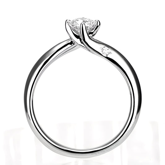 婚約指輪 ダイヤモンドを包み込む、流れるようなデザインのエンゲージリング EJTR014-0.28ct,G,SI1,G-Pt.900