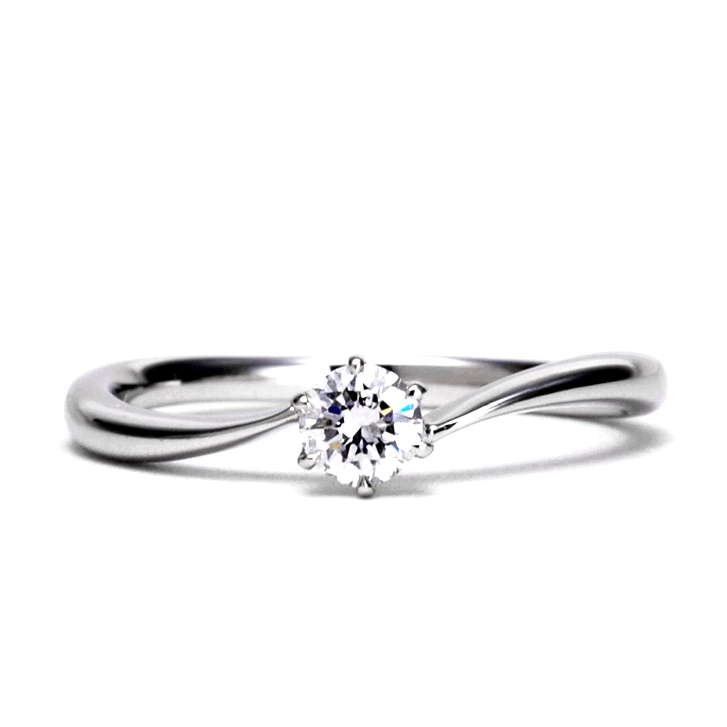プラチナ製婚約指輪 爪が低くシンプルで普段使いしやすい人気のデザイン EJTR22-0.20ct,F