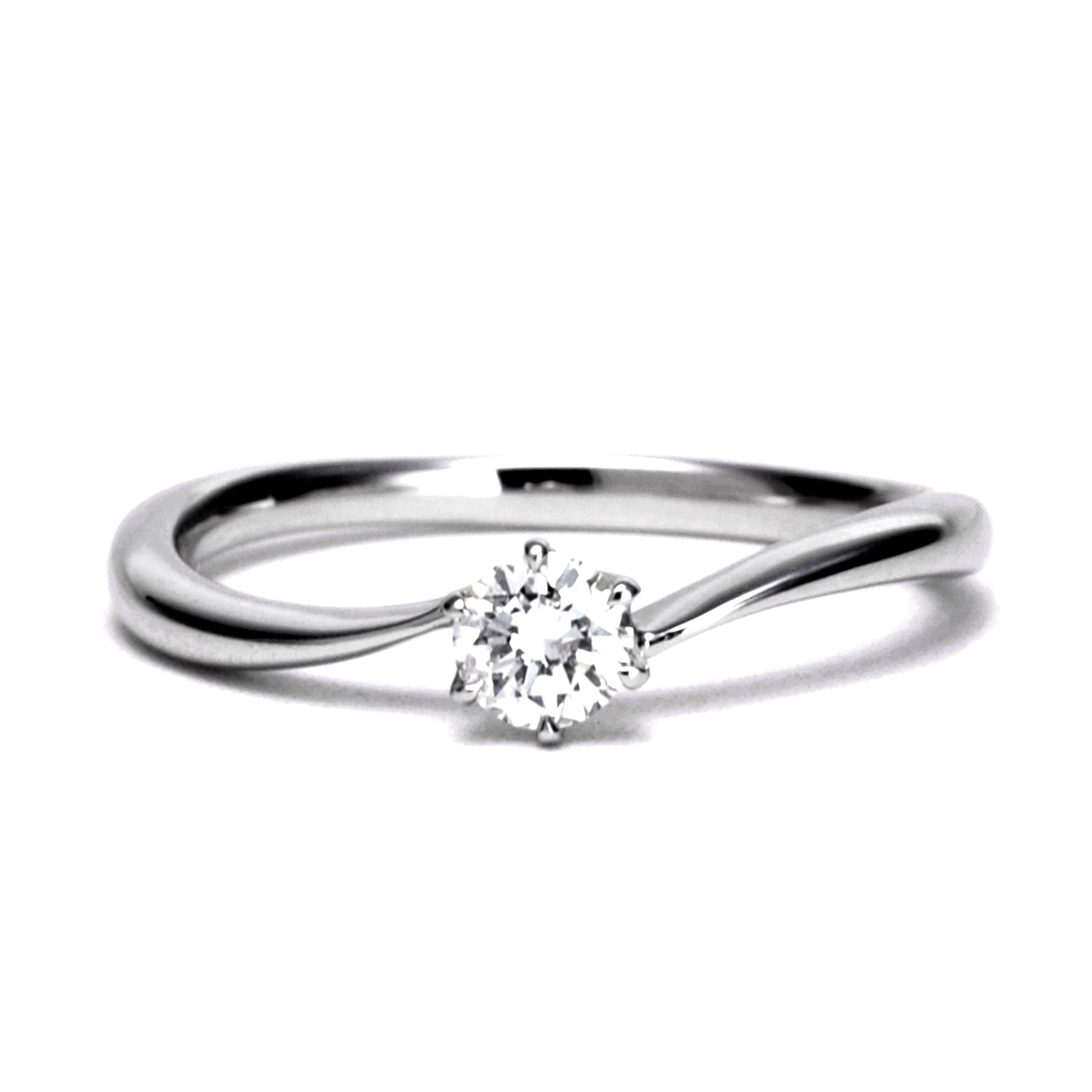 プラチナ製婚約指輪 爪が低くシンプルで普段使いしやすい人気のデザイン EJTR22-0.20ct,F
