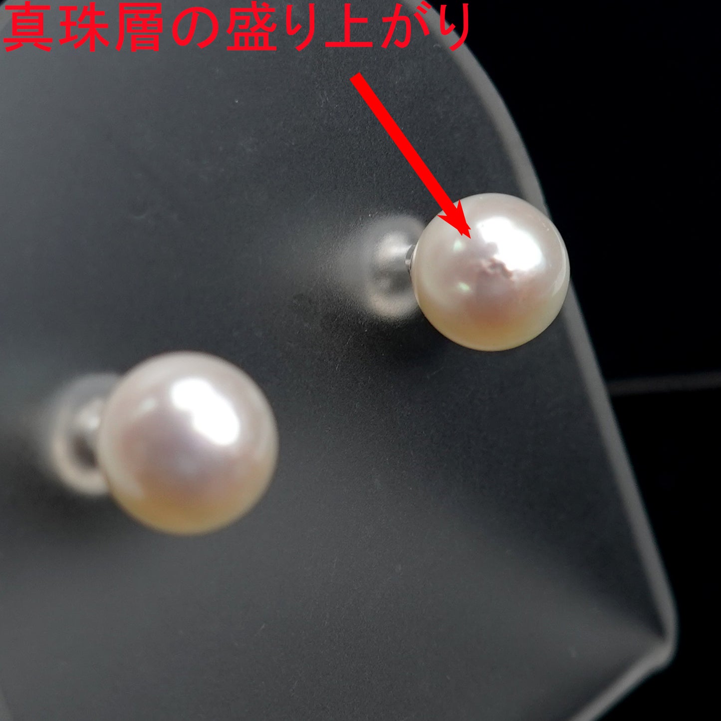 パールピアス 色照りの良いピンク系のキレイな真珠 PE-Pa-7.5mm-K14WG-Sy23051501