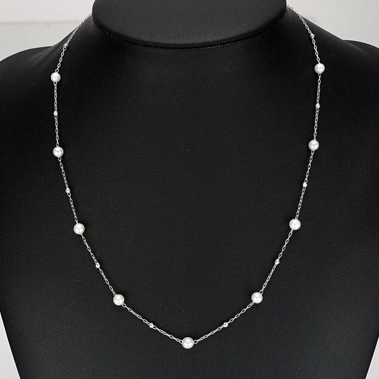 パールステーションネックレス(アコヤ真珠)3.5〜4.0mm-WG