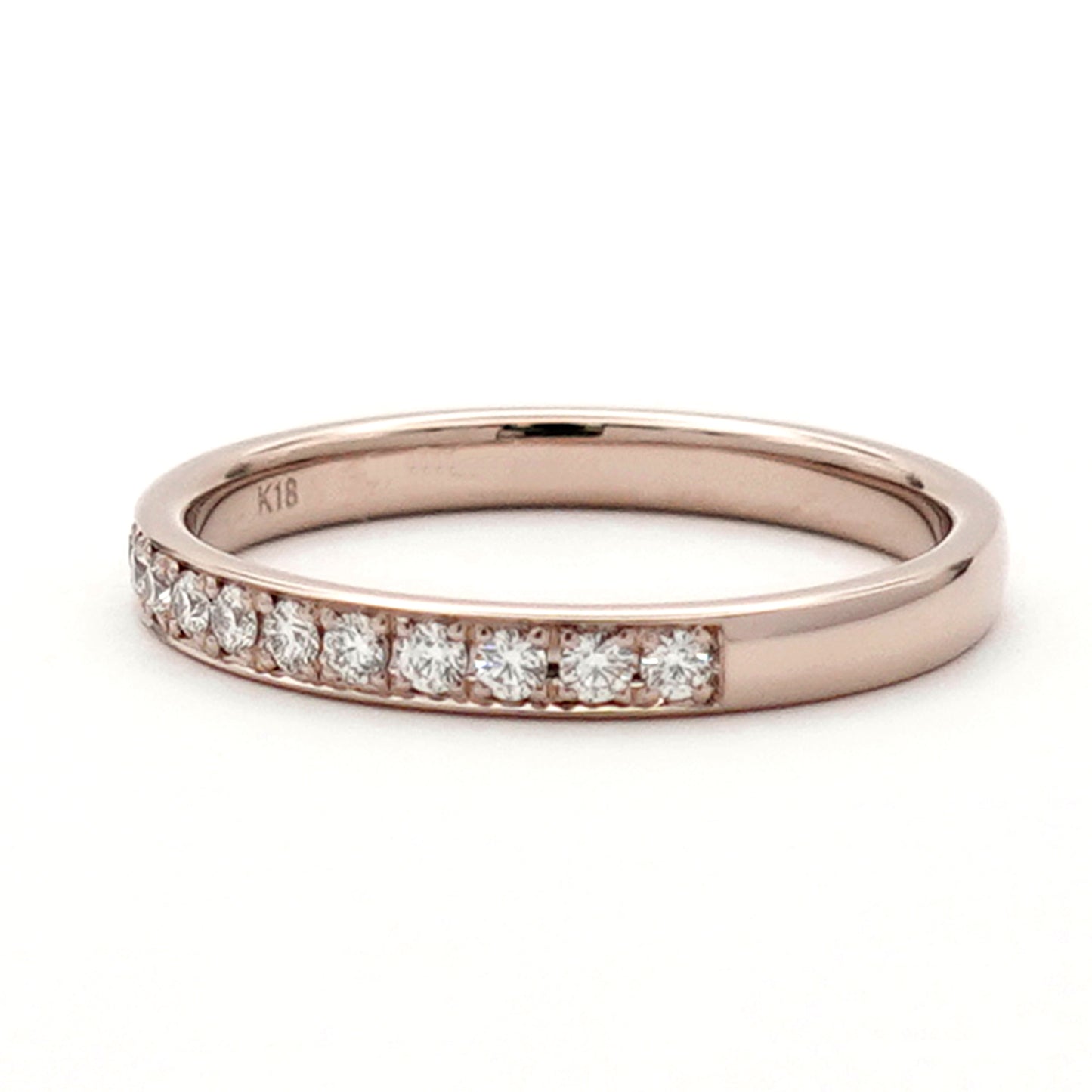 【鍛造】結婚指輪ペア ハーフエタニティリング 高品質H&Cダイヤモンドを使用(K18CLG)変形やキズに非常に強い鍛造製法の指輪 MpKK-HE-H23h-K18CLG-KK80-25-Pt