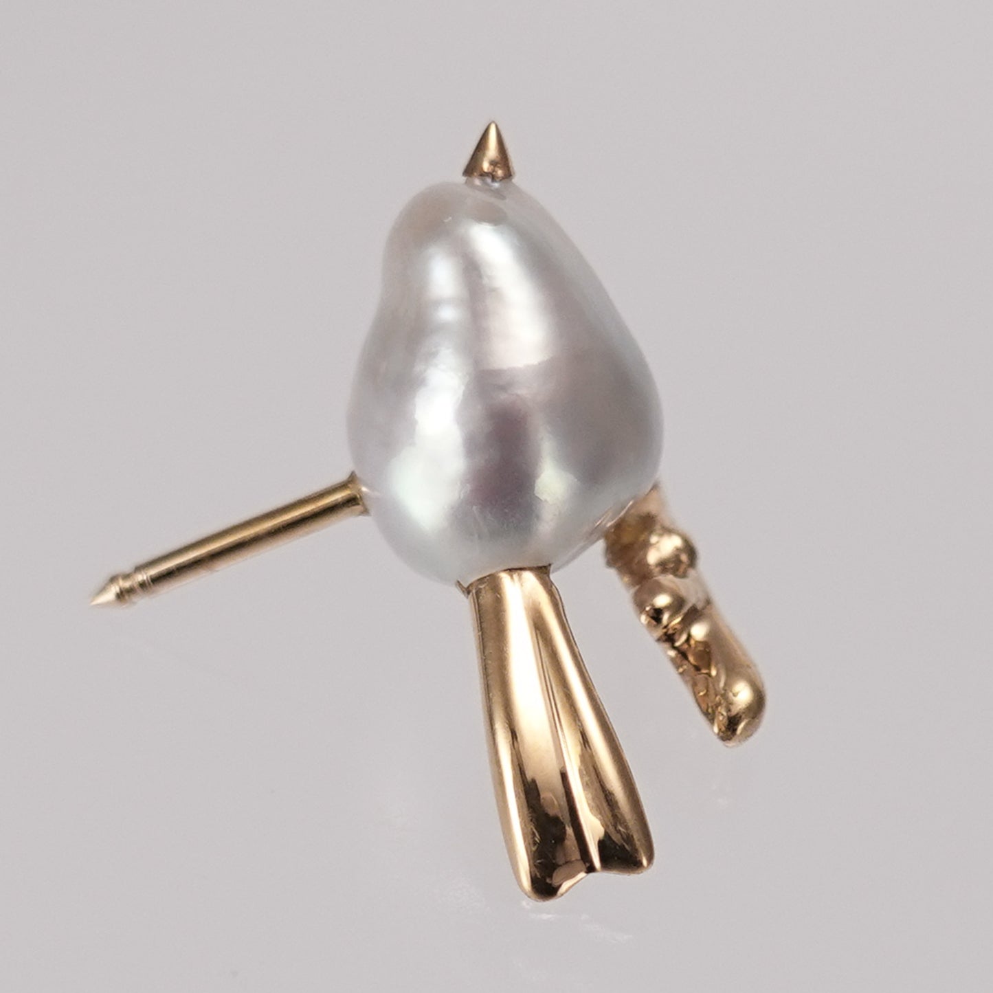パールタイニーピン(ラペルピン)【シマエナガ・雪の妖精】照りの良いナチュラルカラーパールK18 PTN-SB29050