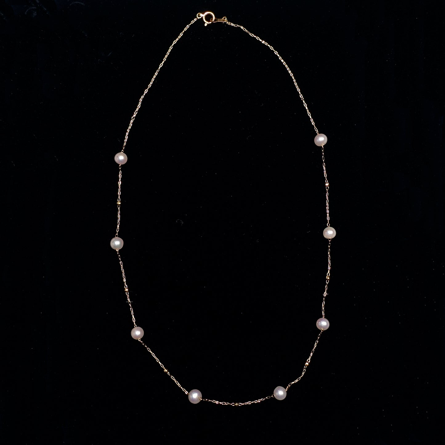 パールステーションネックレス(ピンク系のきれいなアコヤ真珠)5.0mm-K18